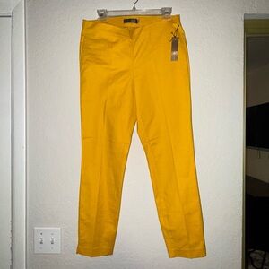 Crosby Pull On Pants Slacks Stretchy Canary Mustard Yellow Solid Career 8 Womens
